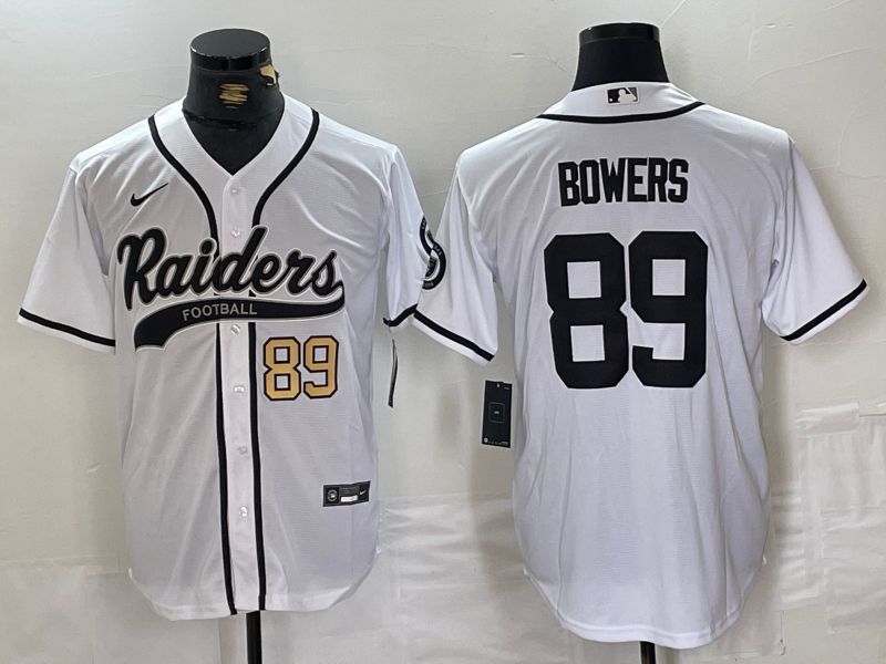 Men Oakland Raiders #89 Bowers White Joint Name 2024 Nike Limited NFL Jersey style 2->oakland raiders->NFL Jersey